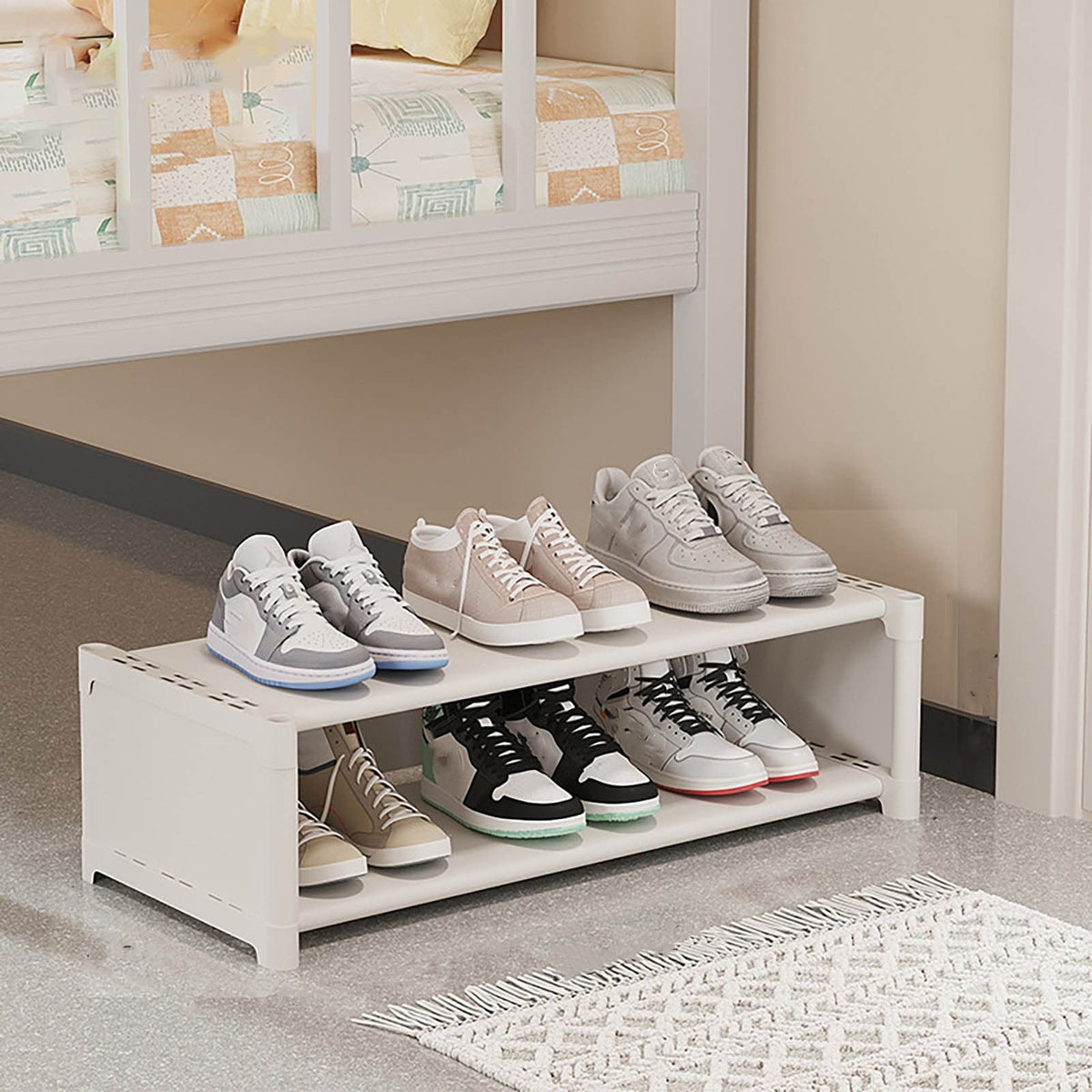 2-Tier Wide Shoe Rack, Stackable, Holds 18 Pairs