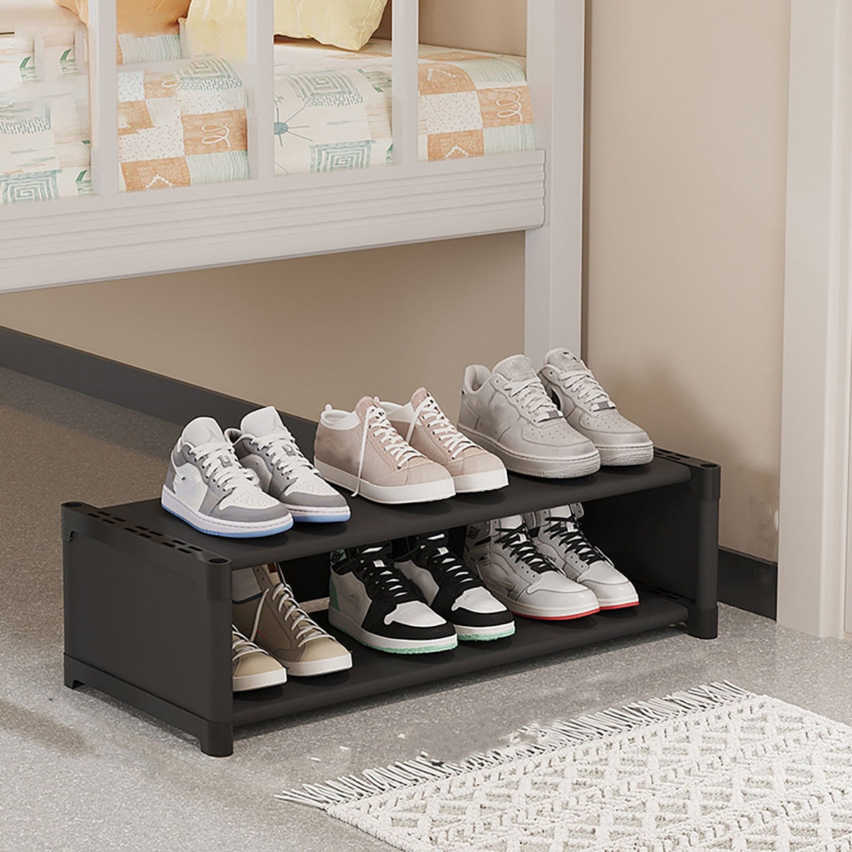 2-Tier Wide Shoe Rack, Stackable, Holds 18 Pairs