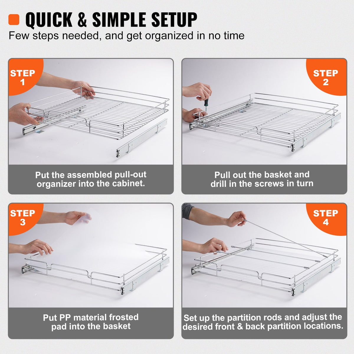 Slide-Out Steel Pantry Shelf, 20 x 21 in