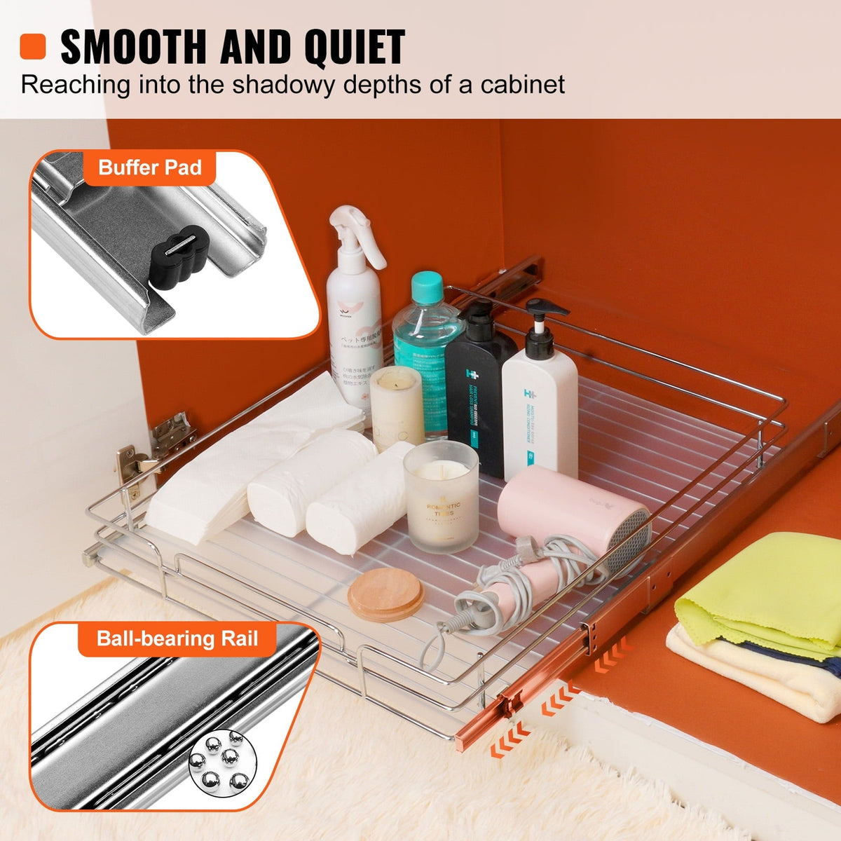 Slide-Out Steel Pantry Shelf, 20 x 21 in