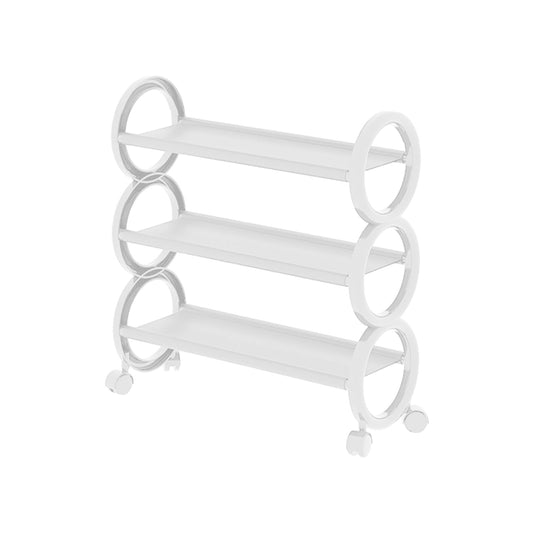 3-Tier Rolling Shoe Rack, White