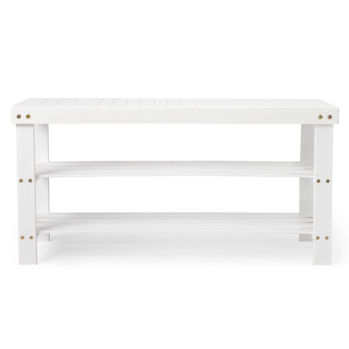 Bamboo Shoe Bench, 3-Tier, 35 in, White
