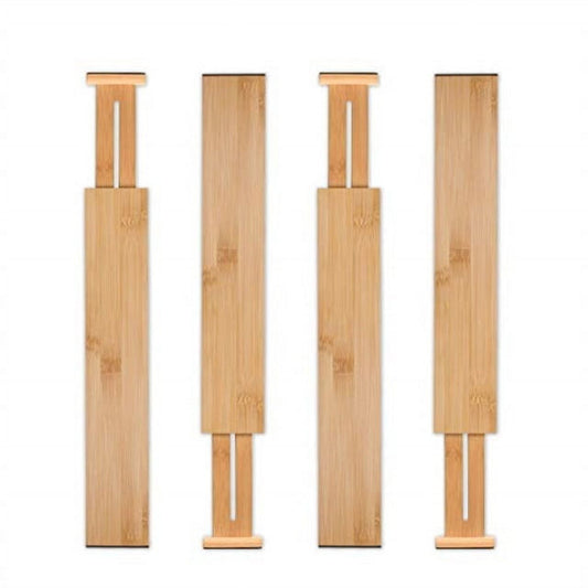 Spring-Loaded Bamboo Drawer Dividers, 4 Pack