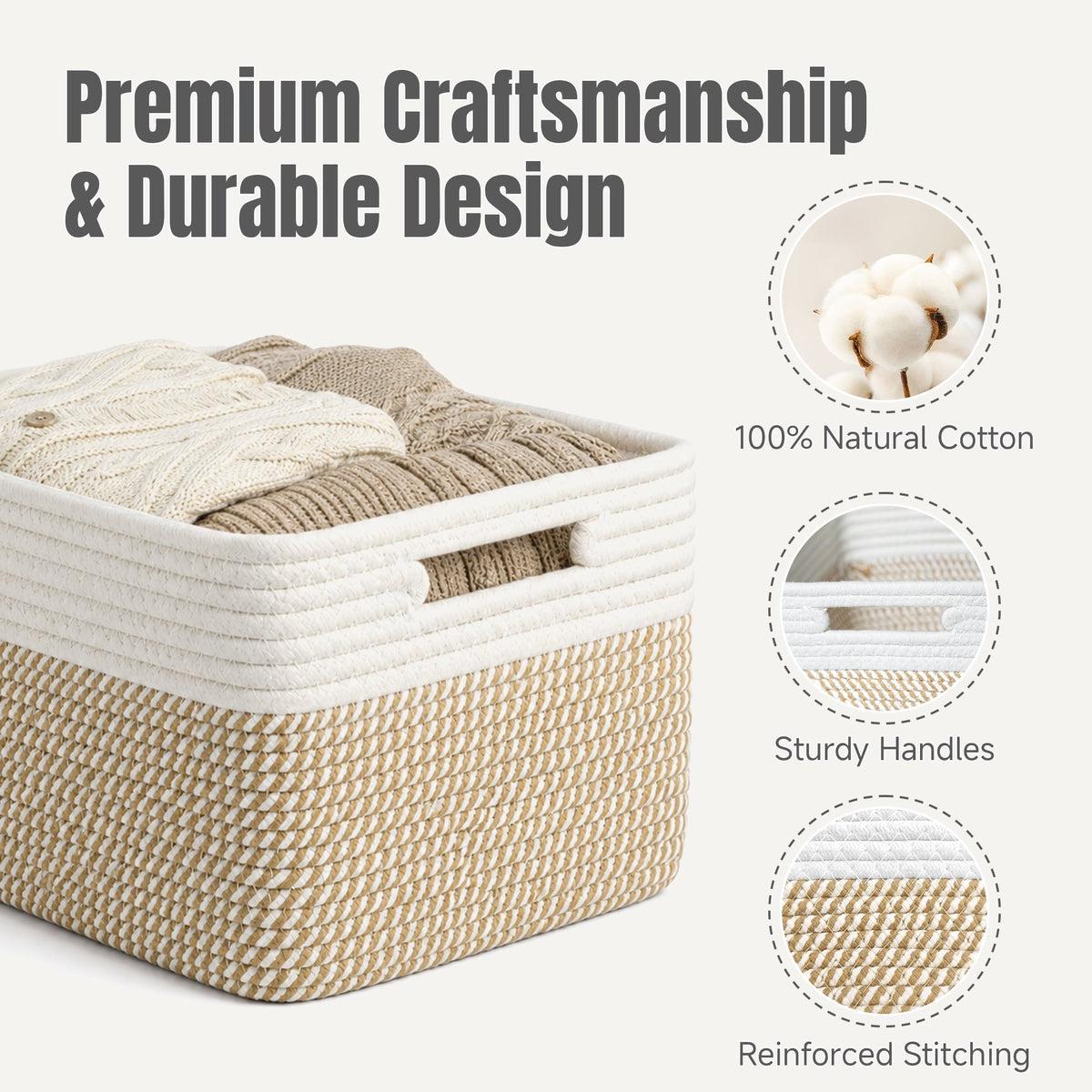 Cotton Rope Storage Baskets, 13 x 10 in, 4 Pack