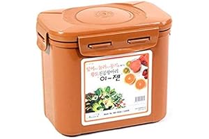 E-Jen Premium Kimchi, Sauerkraut Container Probiotic Fermentation with Inner Vacuum Lid (Earthenware Brown, 0.45 gal/ 1.7L)