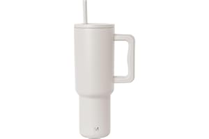 Simple Modern 40 oz Trek Tumbler with Handle and Straw Lid | Cup Holder Friendly Insulated Stainless Steel Travel Mug | Almon