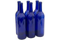 North Mountain Supply - W5CB6 750ml Glass Bordeaux Wine Bottle Flat-Bottomed Cork Finish - Case of 6 - Cobalt Blue