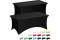 Fixwal Black Table Cloth 2 Pack 6FT for Rectangular Table Spandex Fitted Table Covers Washable Stretch for Soccer Party, Trad