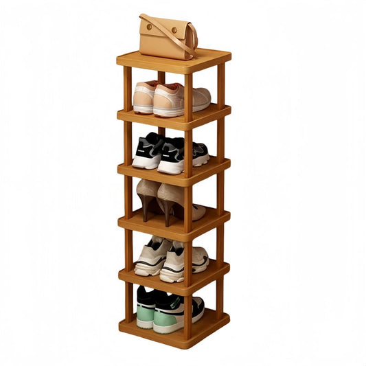6-Tier Vertical Bamboo Shoe Rack, Narrow