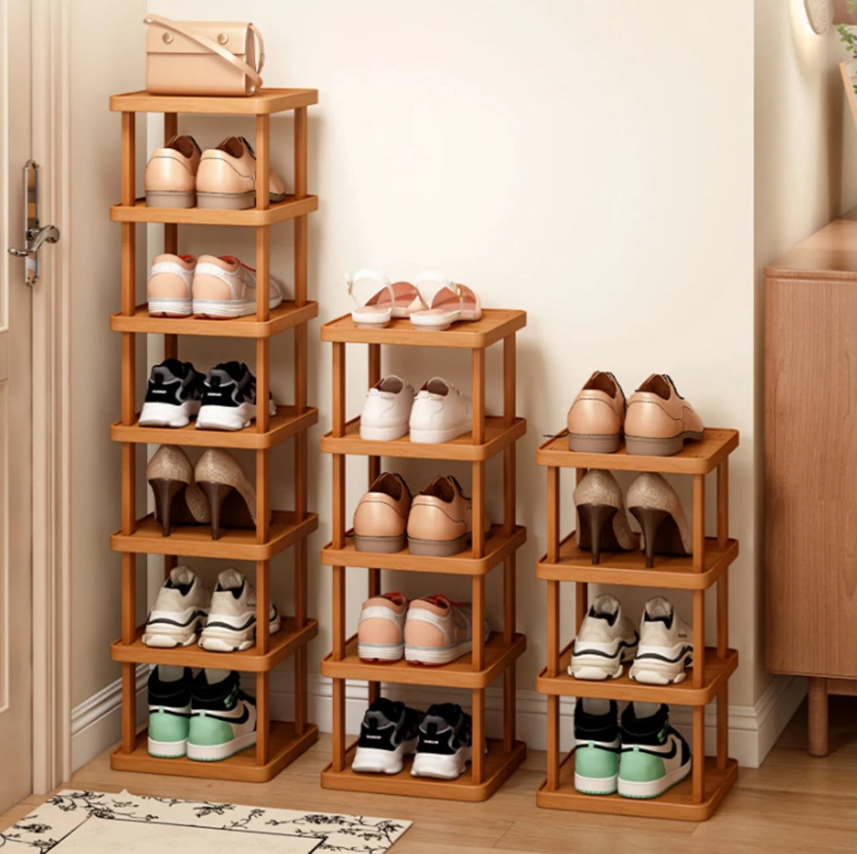 6-Tier Vertical Bamboo Shoe Rack, Narrow