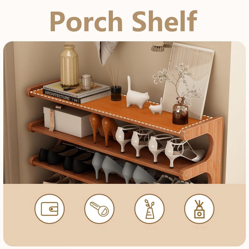 6-Tier Narrow Wooden Shelf Tower