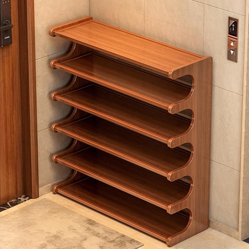 6-Tier Narrow Wooden Shelf Tower