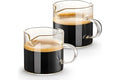 Qipecedm Espresso Cups Set of 2, 4 OZ Double Spouts Cups, Shot Glasses, Milk Cup with Handle, Clear Glass, Espresso Accessori