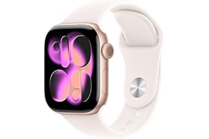 Apple Watch Series 11 [GPS 42mm] Smartwatch with Rose Gold Aluminum Case with Light Blush Sport Band - S/M. Sleep Score, Fitn