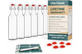 Otis Classic Swing Top Glass Bottles - Set of 6, 16oz w/Marker & Labels - Clear Bottle with Caps for Juice, Water, Kombucha