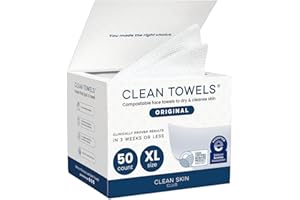 Clean Skin Club Clean Towels XL, 100% USDA Biobased Face Towel, Disposable Face Towelette, Eczema Association Accepted, Make
