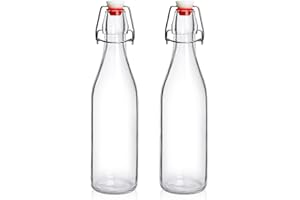 2 Pack Swing Top Glass Bottles 16oz, Flip Top Glass Bottle with Airtight Lid for Fermentation, Kombucha, Mead, Vanilla Extrac