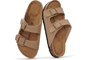 Project Cloud 100% Genuine Leather Flat Sandals For Women 2026 Cork Footbed Womens Sandals with Memory Foam and arch support