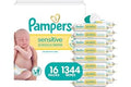 Pampers Sensitive Baby Wipes, Clinically Proven, Fragrance Free, Unscented, Water Based, Hypoallergenic, Multi-Use, Hand Wipe