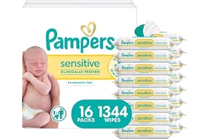 Pampers Sensitive Baby Wipes, Clinically Proven, Fragrance Free, Unscented, Water Based, Hypoallergenic, Multi-Use, Hand Wipe