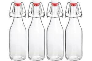 JOBVERT Swing Top Bottles,8.5oz 4 Pack Flip Top Glass Bottle with Airtight Grolsch Closures, Reusable for Kombucha, Beer, Col
