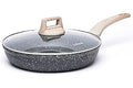CAROTE Non Stick Frying Pan Skillet, Nonstick Granite Fry Pan with Glass Lid, Egg Pan Omelet Pans, Stone Cookware Chef's Pan