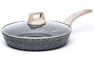 CAROTE Non Stick Frying Pan Skillet, Nonstick Granite Fry Pan with Glass Lid, Egg Pan Omelet Pans, Stone Cookware Chef's Pan