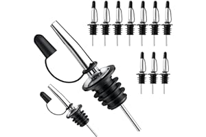 Pafusen 12 Pack Liquor Pour Spout With Dust Caps - Bottle Pourers for Alcohol, Olive Oil - Speed Pourers, Bar Bartender Acces