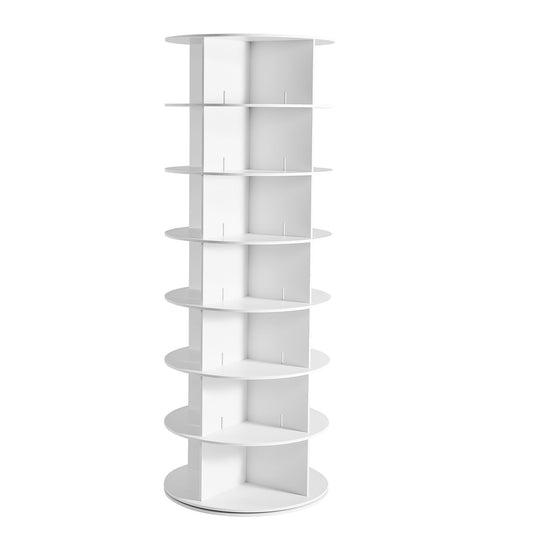 7-Tier Revolving Shoe Rack, 63.8 in, White