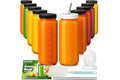 Ruckae 16oz 10 Pack Juice Bottles, Glass Bottles with Lids, Smoothie Cup Lids and Straws, Water Bottle Mason Jar Drinking Gla