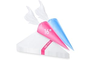 Tamodan Piping Bags 100PCS & 16 Inches Tipless Piping Bags, Extra Thick Pastry Bags Disposable, Non-Slip Icing Piping Bags Di
