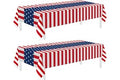 Childom 2 Pack Patriotic Tablecloths,Patriotic Decorations 54" x 108" Disposable American Flag Tablecloths for Event Accessor