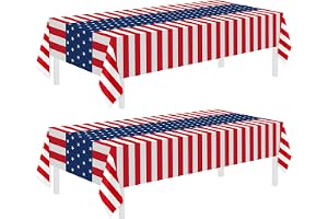 Childom 2 Pack Patriotic Tablecloths,Patriotic Decorations 54" x 108" Disposable American Flag Tablecloths for Event Accessor