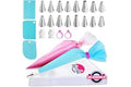 Riccle Piping Bags and Tips Set, 11.8 Inch 100 Anti Burst Piping Bags, 124 Pcs Cake Decorating Kit with 16 Piping Tips, 1 Reu