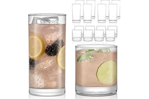 Libbey Province Tumbler and Rocks Glass Set, Elegant Drinkware Glasses Set of 16, Tall Drinking Glasses for Everyday Use or A