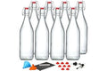 8 Pack [1 L / 33 fl. oz.] Swing Top Glass Bottles w/ Airtight Stopper Lids – Flip Top Brewing Bottle for Fermentation, Kombuc