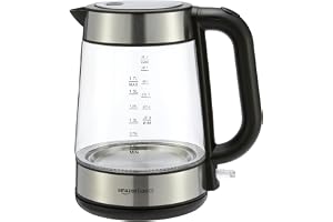 Basics Electric Kettle with Glass Carafe for Tea and Coffee, BPA-Free, Fast Boiling, Auto Shut-Off, Boil-Dry Protectio