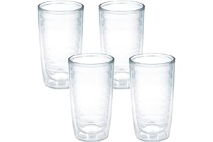 Tervis Clear & Colorful Tabletop Made in USA Double Walled Insulated Tumbler Travel Cup Keeps Drinks Cold & Hot, 16oz - 4pk