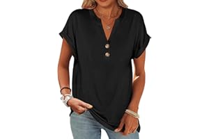 ANRABESS Womens Short Sleeve Henley Tops V Neck Dressy Casual Blouses Summer Trendy Tee Shirts 2026 Vacation Fashion Clothes