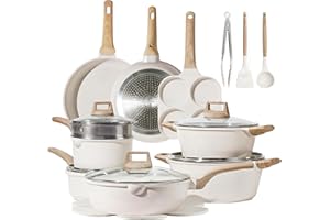 CAROTE 21pcs Pots and Pans Set, Nonstick Cookware Sets, Induction Cookware Kitchen Set Non Stick Cooking Set w/Frying Pans &