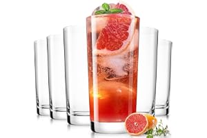 LUNA & MANTHA Drinking Water Glasses Set, Lead-Free Crystal Highball Glass, Tall Glass Cups for Cocktail Parties,Clear set of