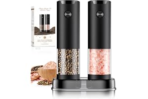 Electric Salt and Pepper Grinder Set Automatic Battery Pepper Mill Shakers Adjustable Coarseness Upgraded Larger Capacity wit