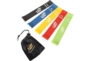 Fit Simplify Resistance Loop Exercise Bands with Instruction Guide and Carry Bag, Set of 5