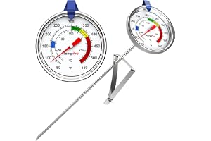 TempPro Candy Thermometer with Pot Clip, 9" Long Probe Deep Fry Oil Thermometer for Frying & Candy Making, Fryer Cooking Ther