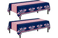 Childom 2 Pack Patriotic Tablecloth,Patriotic Decorations 54" x 108" Disposable American Flag Tablecloth,Plastic Table Cover