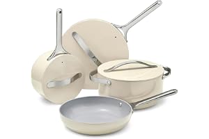 Caraway Non-stick Ceramic Cookware Set (12 Piece) Pots, Pans, Lids and Kitchen Storage - PFAS & PFOA Free - Oven Safe Pan Set