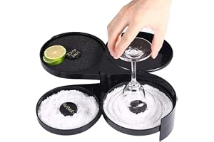 1 Pack 3 Tier Bar Glass Rimmer for Margarita and Cocktail, Bartender Tool,Salt Box Spice Container