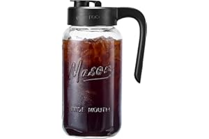 Spreccio Mason Jar Pitcher - Airtight & Leakproof Glass Pitcher with Lid, Perfect for Breastmilk, Cold Brew, and Sun Tea, 2 Q
