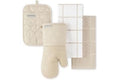 KITCHENAID Quilted Cotton Terry Cloth Oven Mitt, Pot Holder, Kitchen Towel 4-Pack Set, Heat Resistant, Silicone Grip, 16"x26"