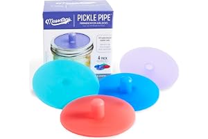 Masontops Pickle Pipes - Airlock Fermentation Lids - Fermentation Kit For Wide Mouth Mason Jar Sauerkraut & Pickle Kit - Ferm